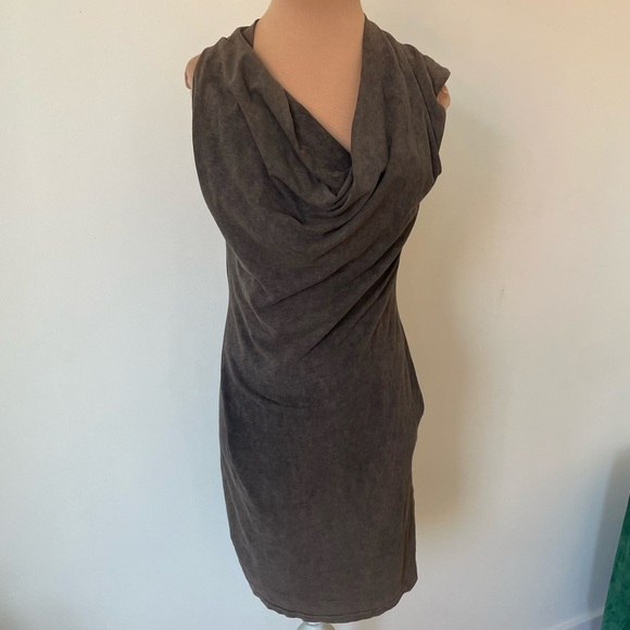 AllSaints Brogue Acid Rust Gray Cowl Neck Sleeveless Cotton Asymmetric Dress 2 - Picture 1 of 10